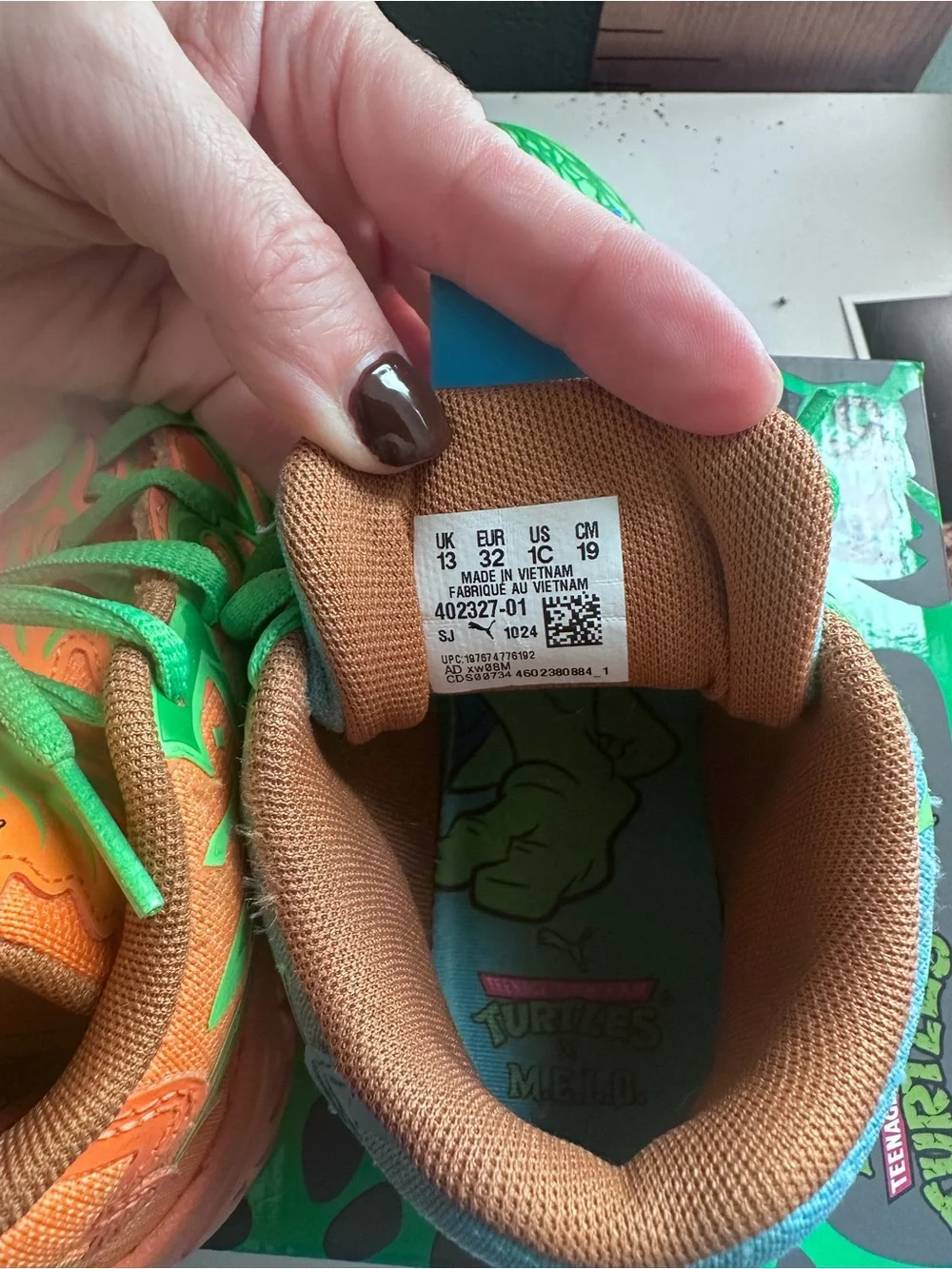 Puma x TMNT Kids' Melo Green Wave Basketball Shoes Size 1c